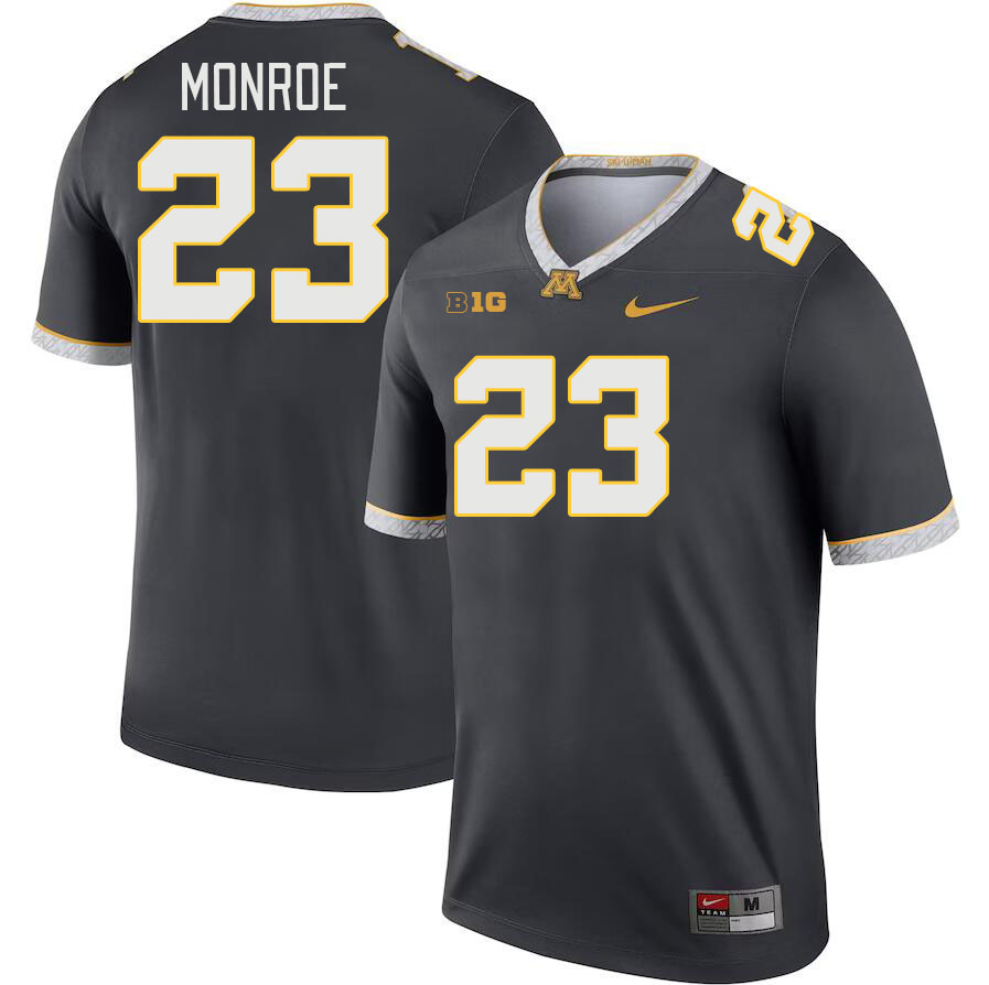 Men #23 Garrison Monroe Minnesota Golden Gophers College Football Jerseys Stitched-Charcoal - Click Image to Close